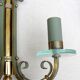 Pair of art deco lacquered metal, brass and glass wall lights