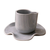 Set tasse & soucoupe ondulée céramique - bleu gris