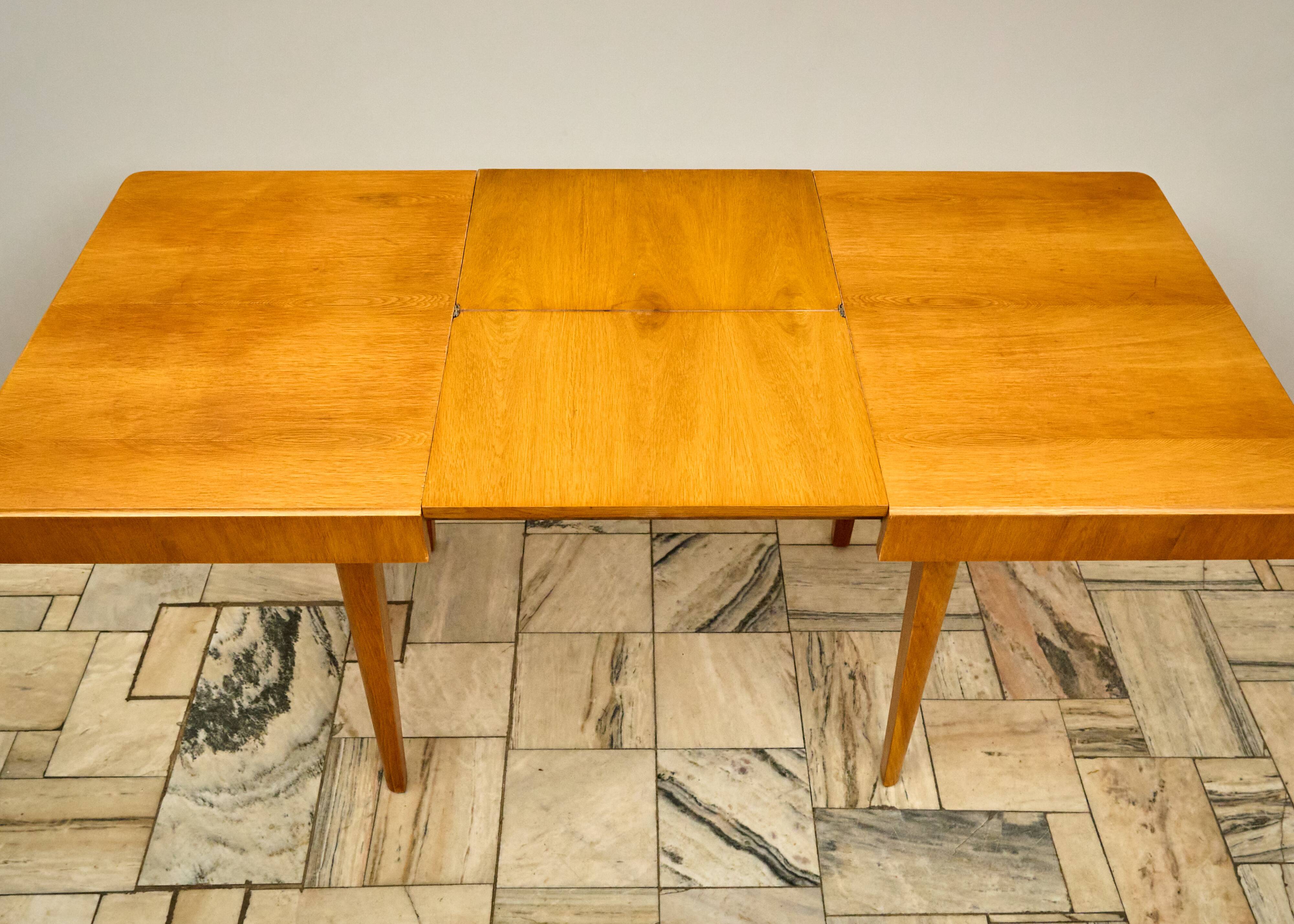 Vintage Extendable Oak Dining Table 1960s Czechoslovakia