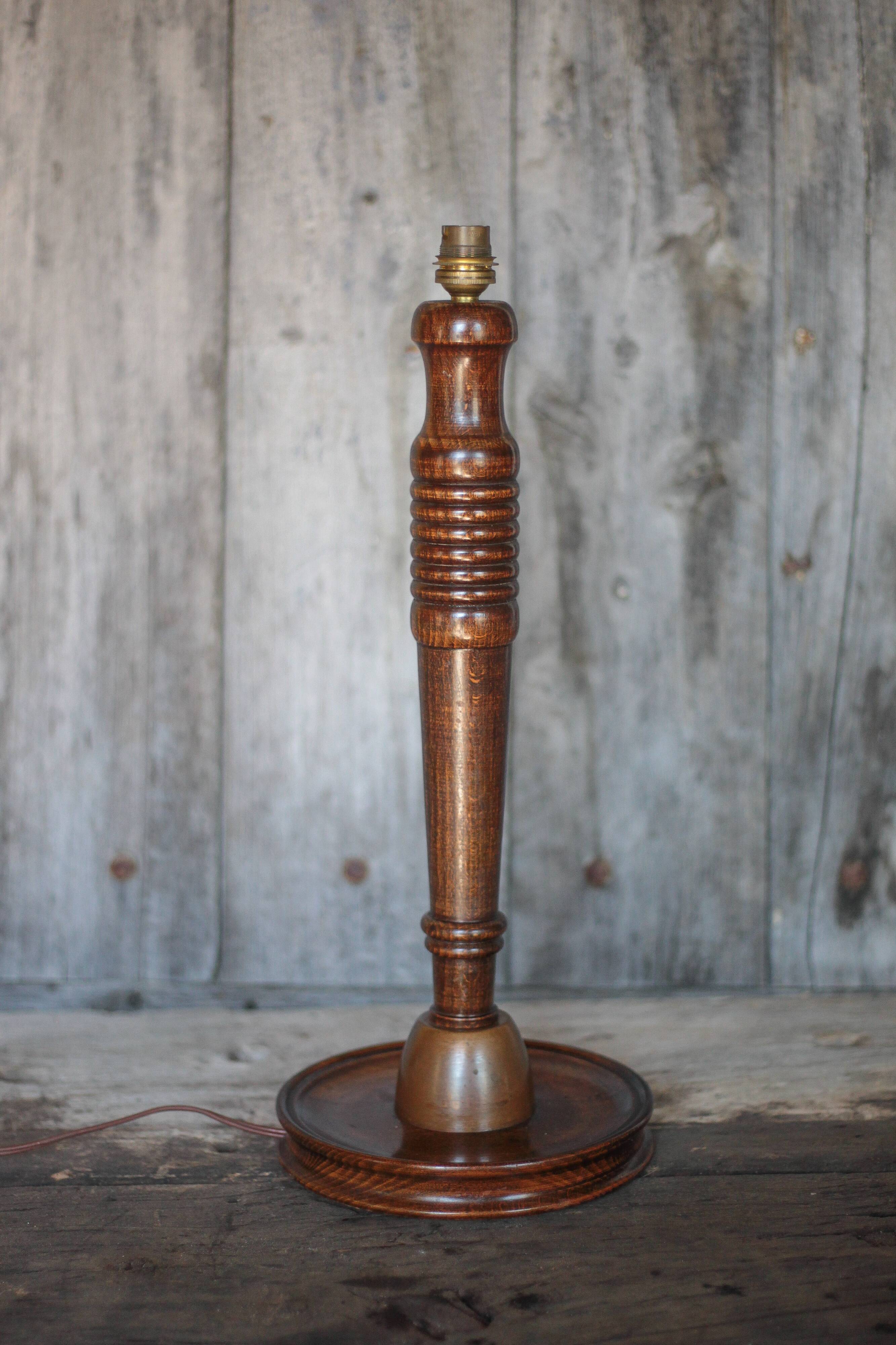 Vintage lamp, vintage lamp base, wooden and copper lamp base, lamp