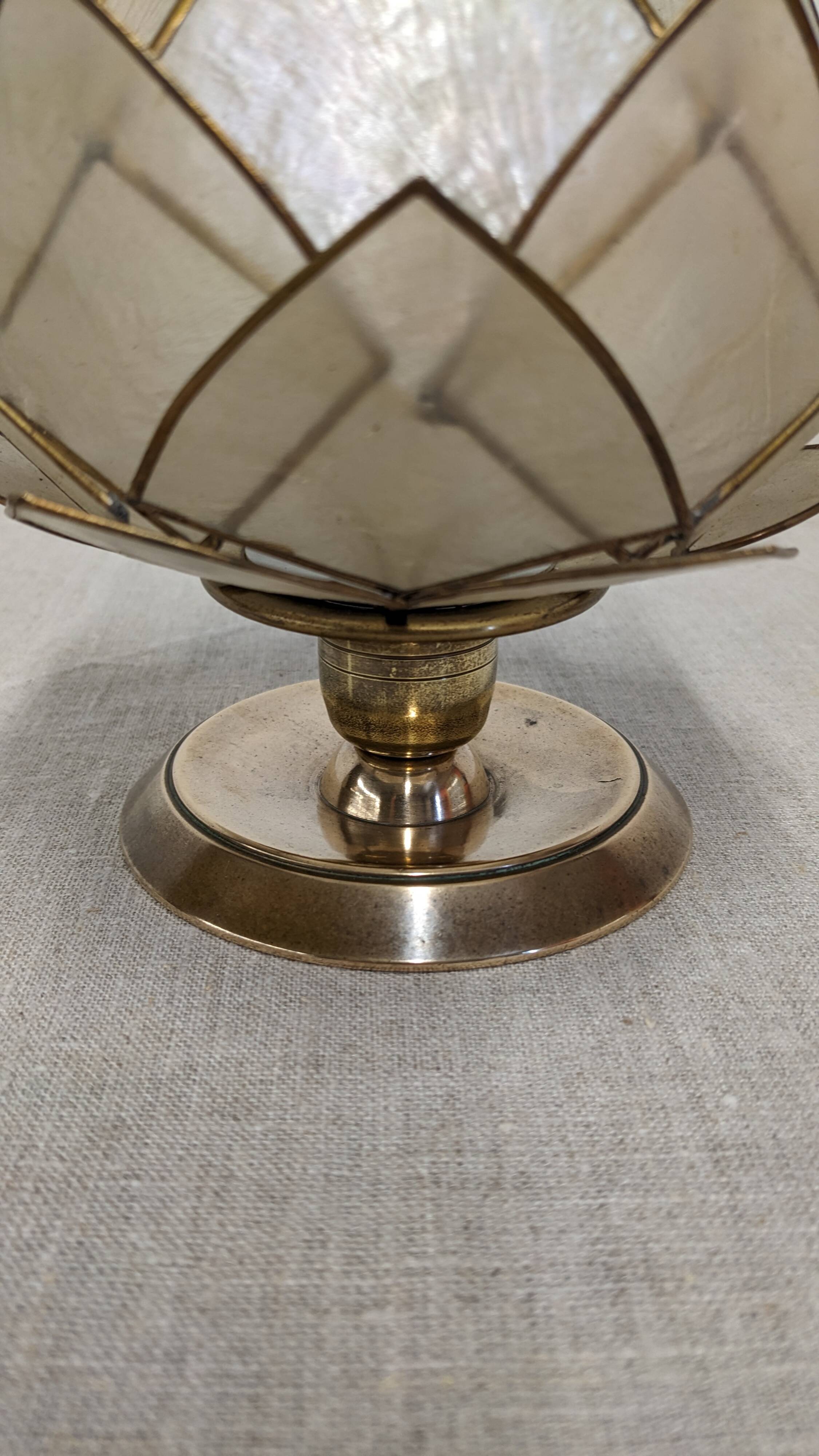 Pair of mother-of-pearl lotus flower bedside or mood lamps