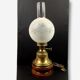Virginia Beach wooden lamp, brass and glass lampshade