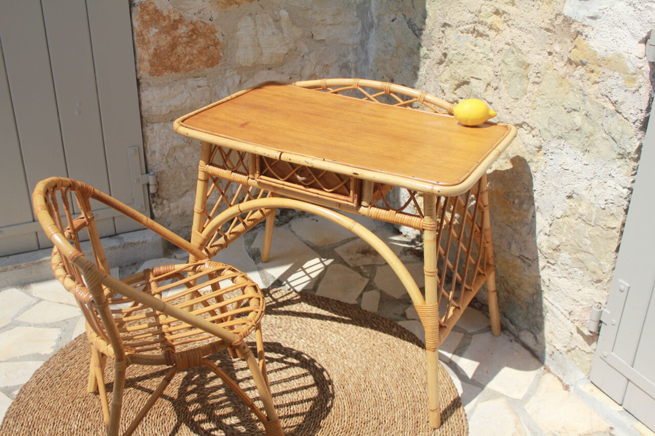 Office and matching chair in vintage rattan