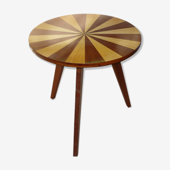 Tripod coffee table in Scandinavian design marquetry