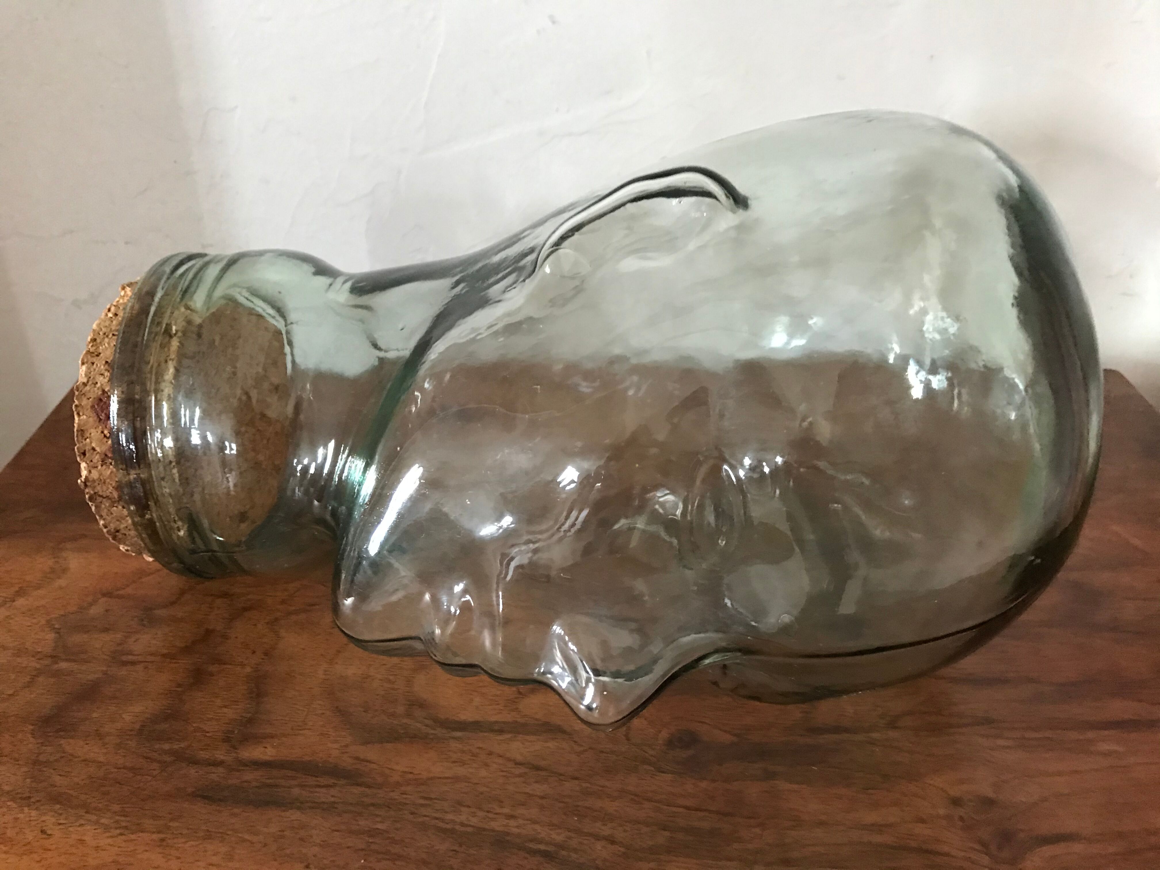 Vintage glass head jar
