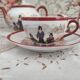 7-piece tête-à-tête tea set in Japanese porcelain, life scenes decor