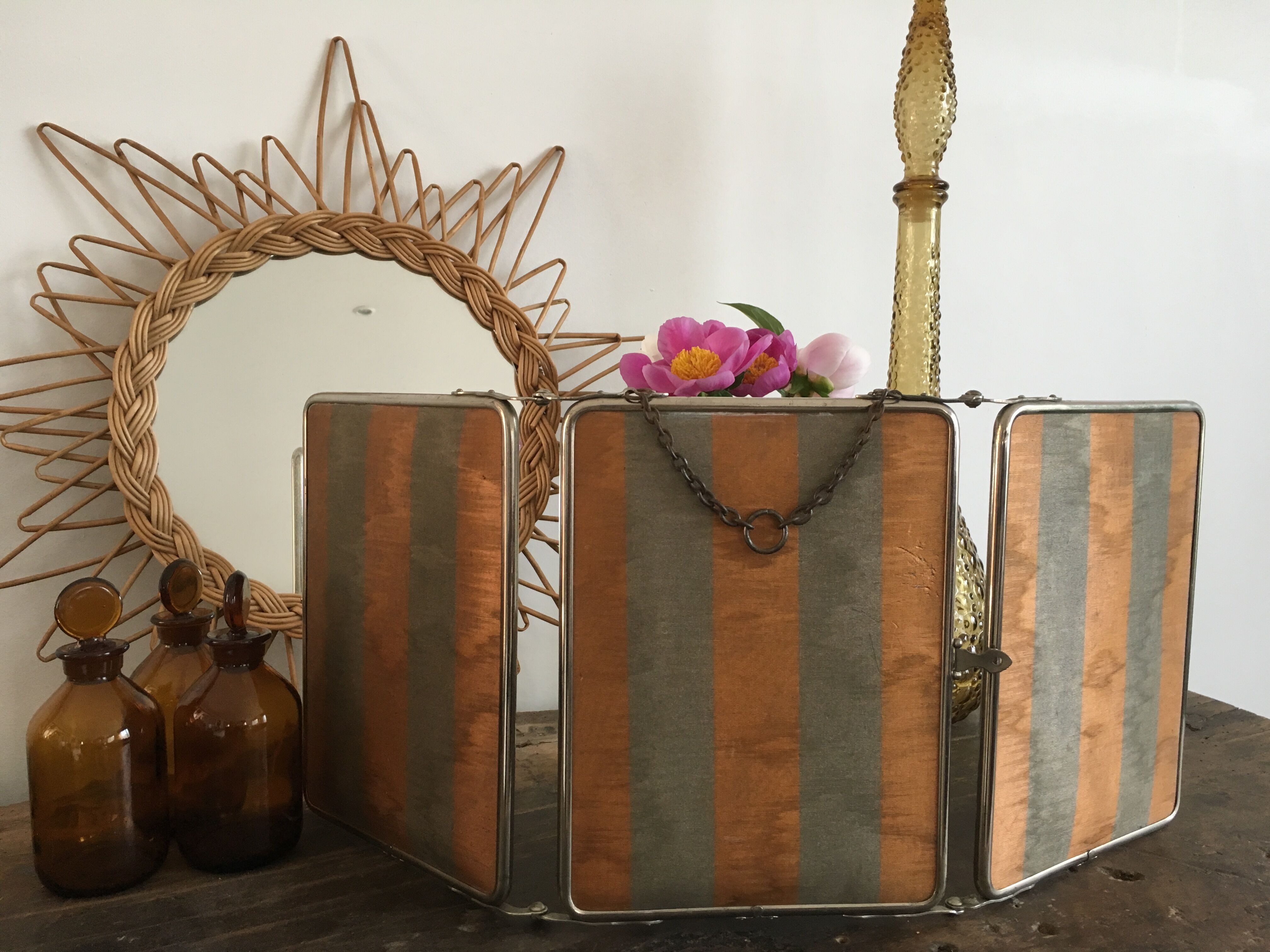 Barber vintage triptych mirror 24x60cm