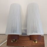 Wall lamp in teak wood and glass