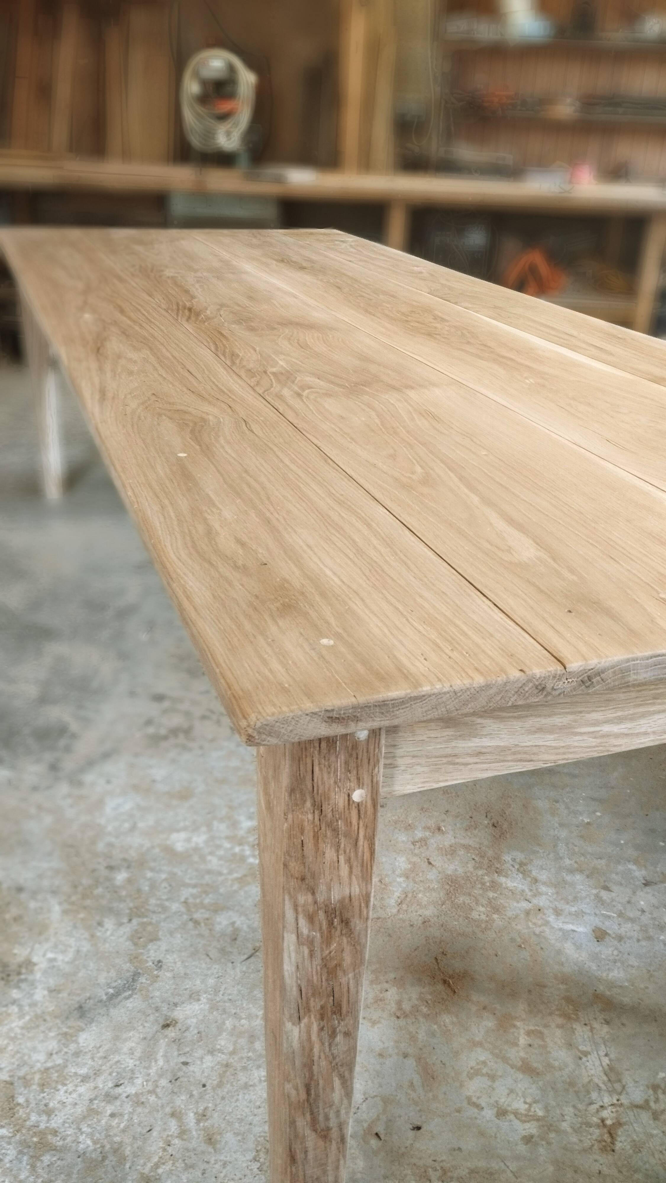 Large solid oak farmhouse table with two drawers 260 cm x 100 cm