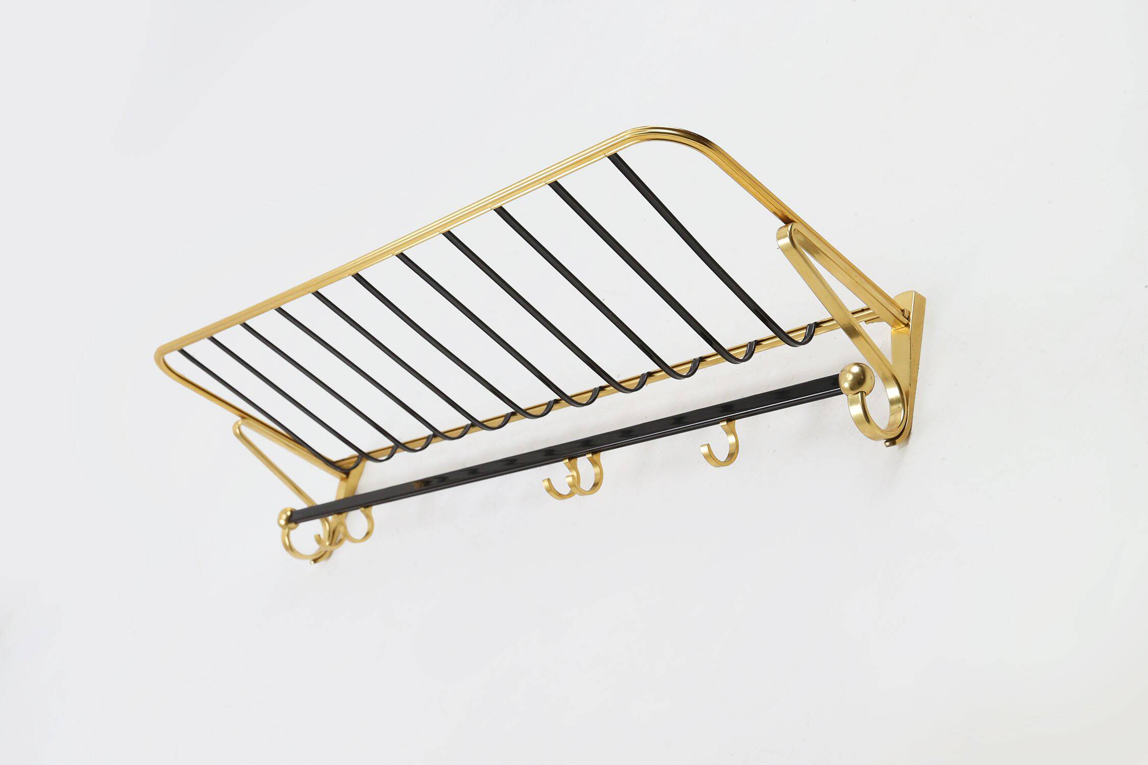 Mid-century coat rack in gold and black aluminium, Belgium 1960s