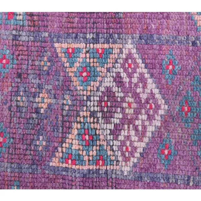 Vintage Turkish Oushak Handmade Cotton Purple Wool Runner Rug 80x348