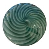 Plafonnier ou applique murale italienne en verre de Murano blanc laiteux et tourbillons verts