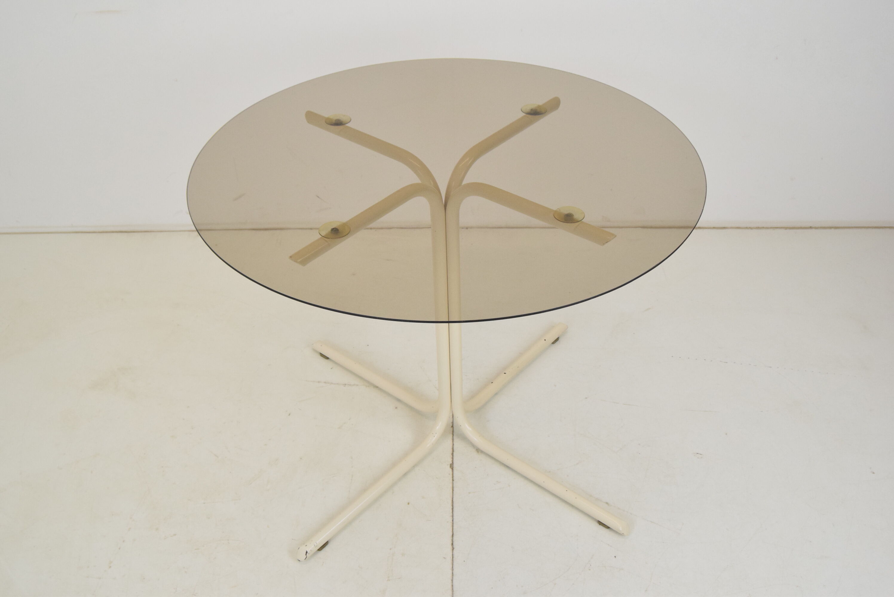 Round dining table,Metal and Glass,1970's.