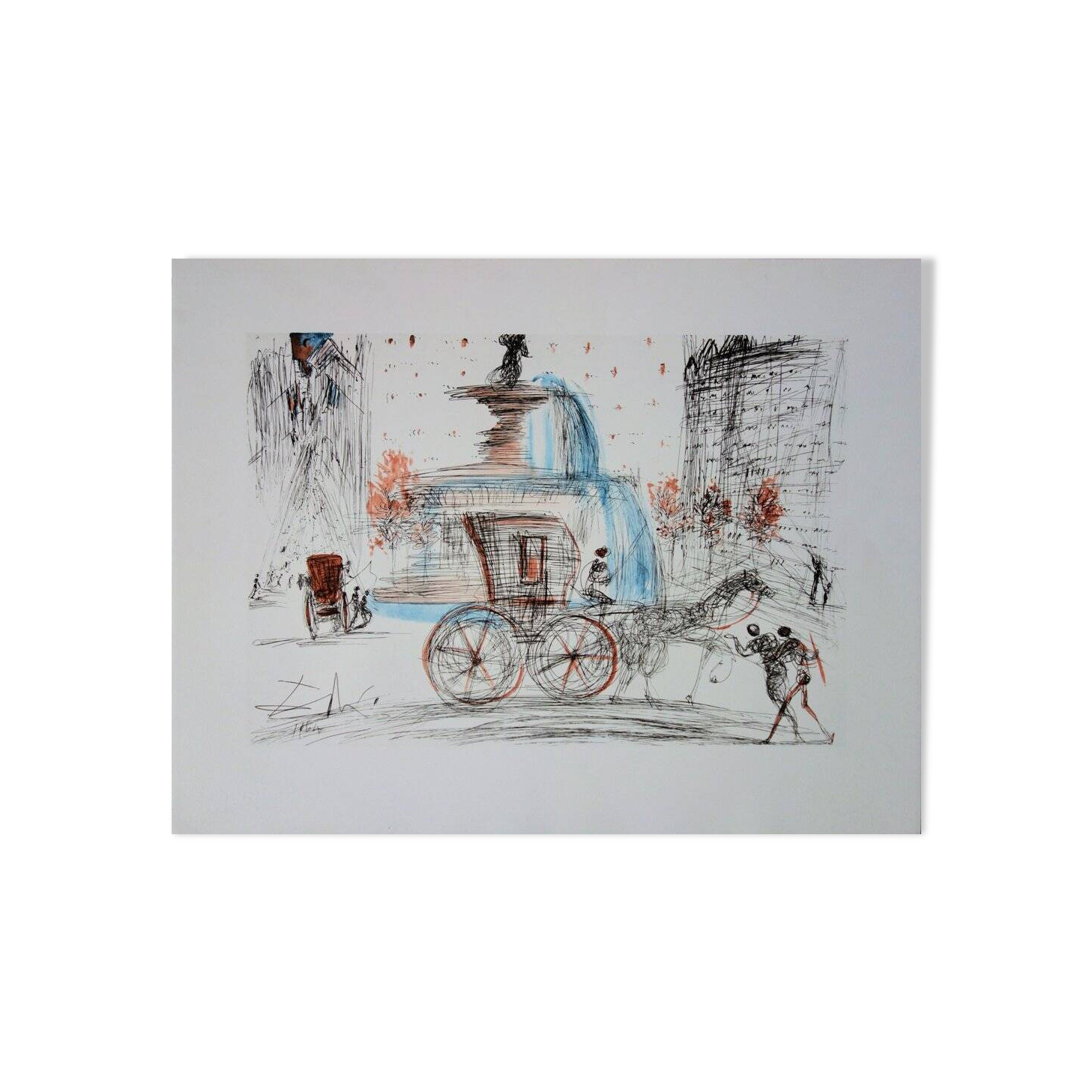 Salvador dali: new york city - plaza, signed lithograph - 1981