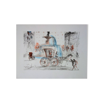 Salvador dali: new york city - plaza, signed lithograph - 1981