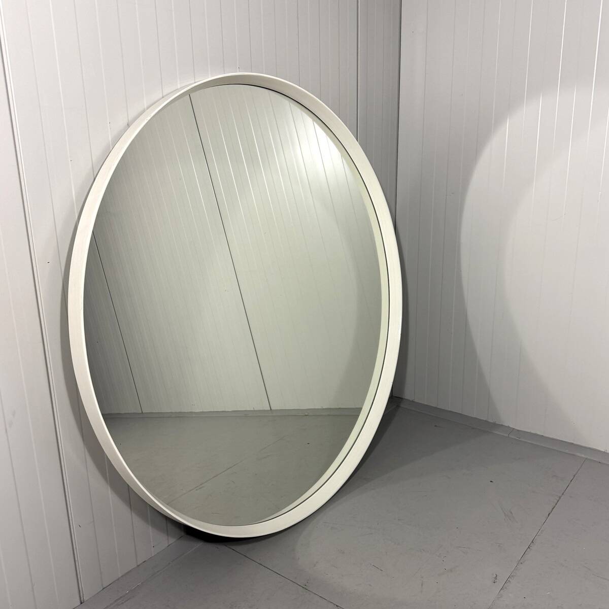 XXL white round wooden wall mirror 1960-1970’s