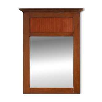 Miroir Art Déco français en chêne à panneau cannelé, vers 1930