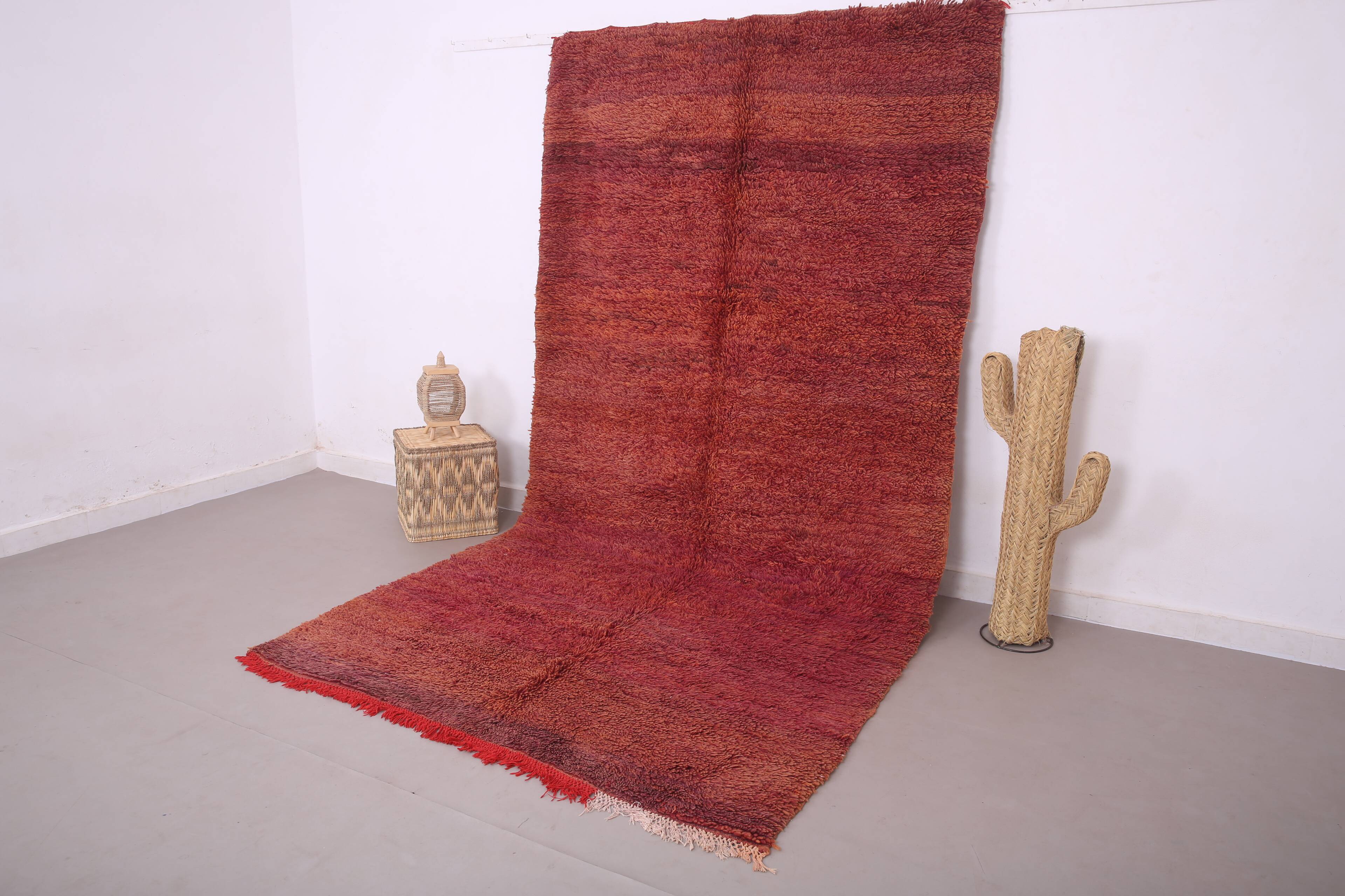 Burgundy Vintage Handmade Moroccan rug 180 x 336 cm - Berber wool Rug