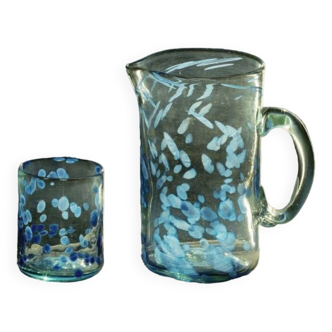 Set of 4 blue cups and pitchers