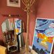 Rattan coat rack