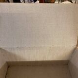 Old trunk in natural pine wood with padded interior