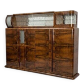 Buffet en noyer et verre Art Déco, avec vitrine en verre, Europe centrale, années 1930