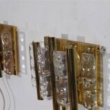 Pair of glass and brass wall lights by Carl Fagerlund 1970