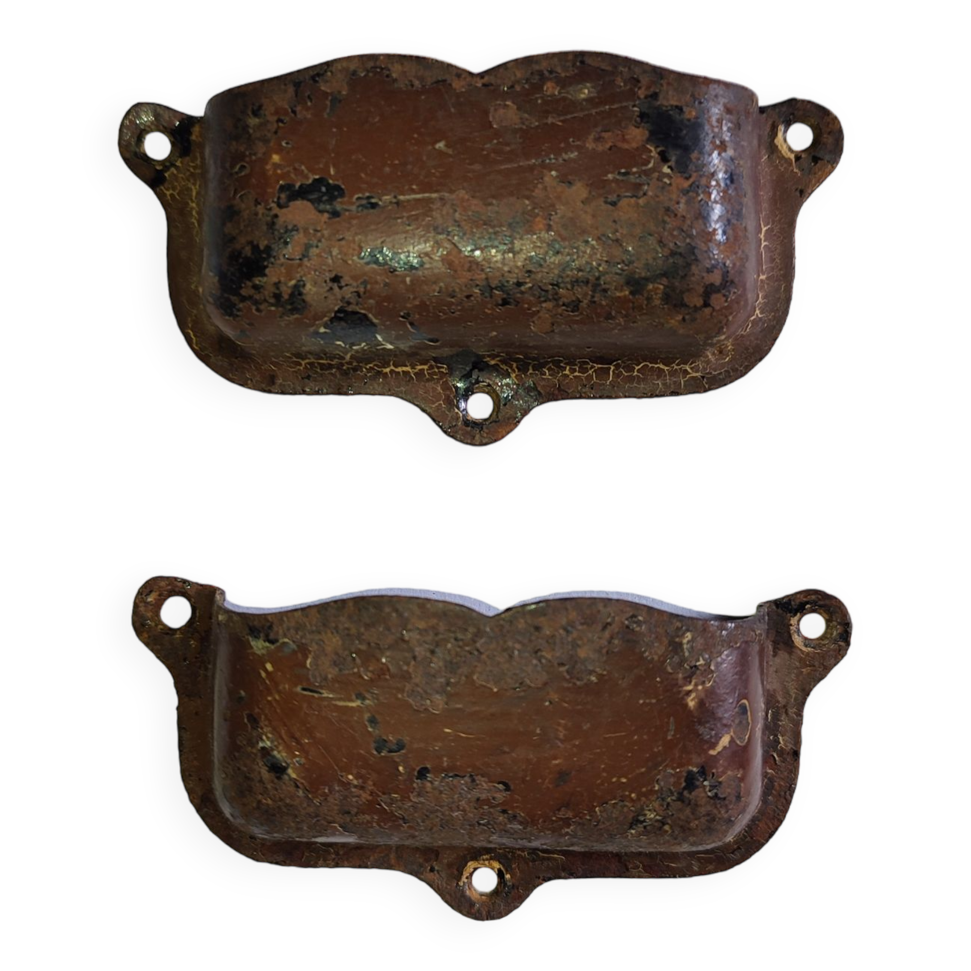 Pair of handles shell "Moustache" vintage metal