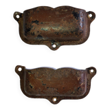 Pair of handles shell "Moustache" vintage metal