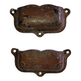 Pair of handles shell "Moustache" vintage metal