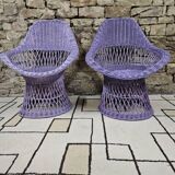 Paire de fauteuil rotin osier 1960