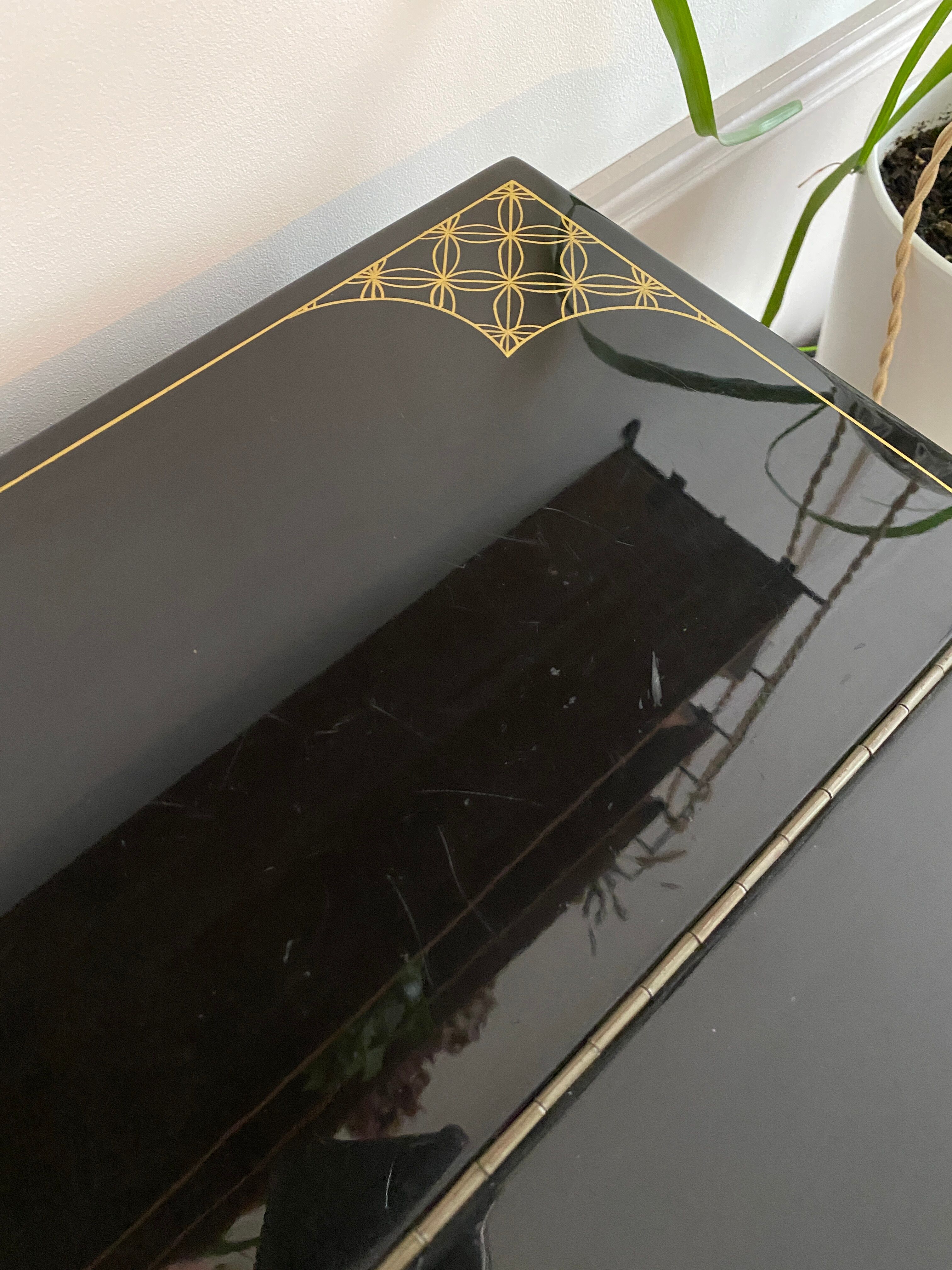 Chinese secretarial cabinet lacquered black Asian