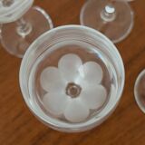 Lot de 6 verres à vin blanc en cristal gravé fleur – Verres vintage él