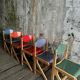 Vintage multicolour Bauhaus-style wooden chair