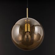 Large smoked glass ball pendant by Limburg with brass, Germany, 1970s.