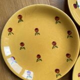 Hand painted yellow peach pattern plates - portugal
