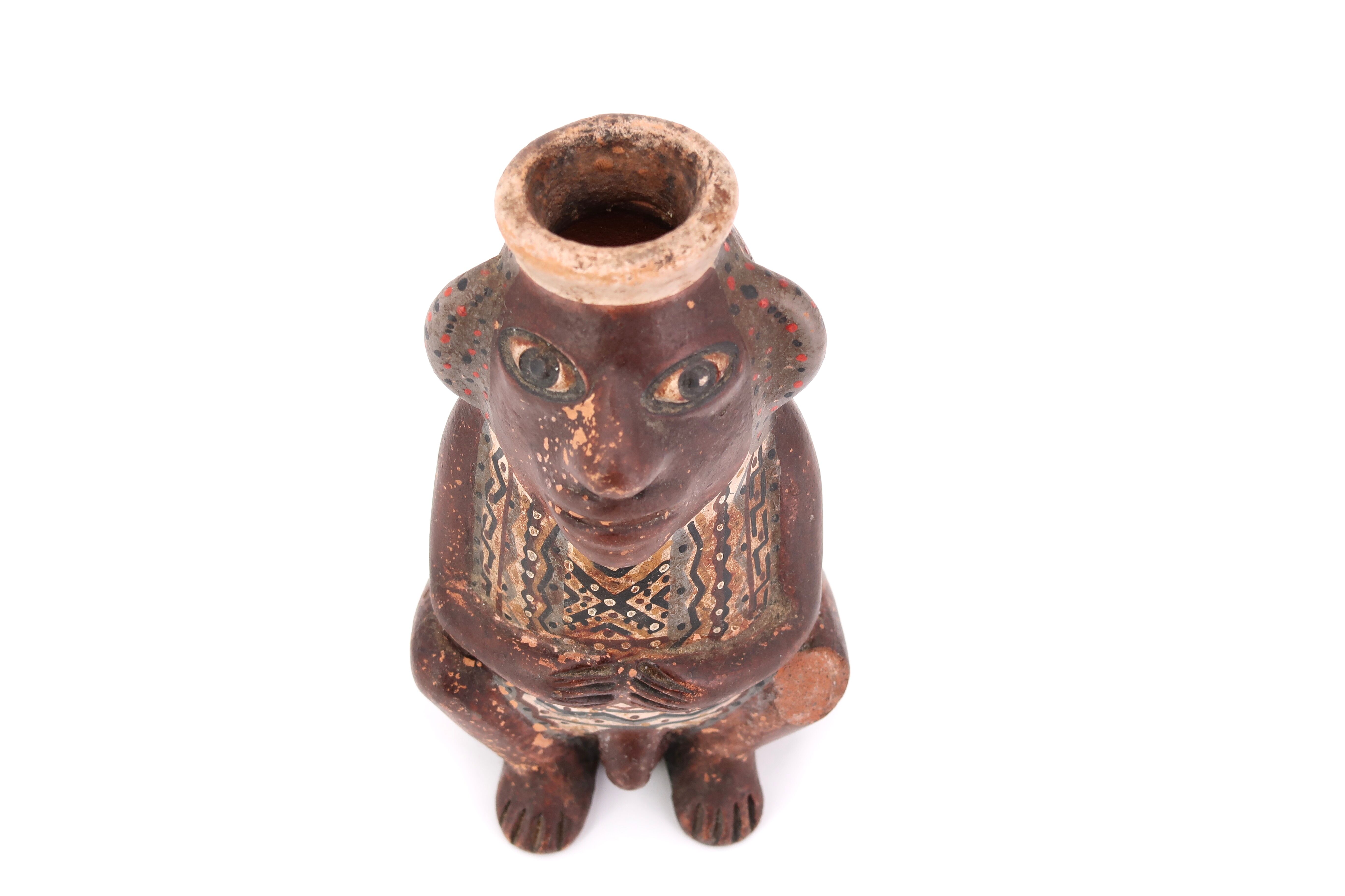 Anthropomorphic Peruvian terracotta vase