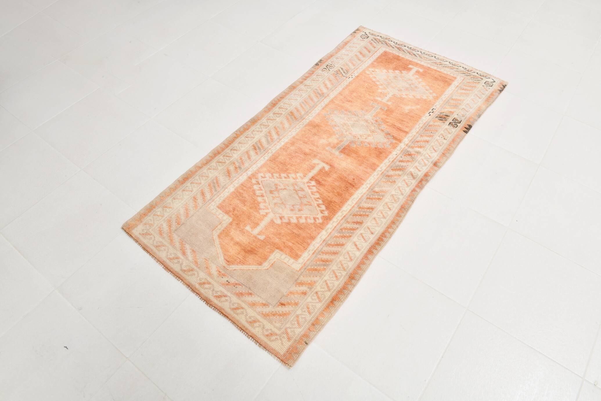 3x6 Pastel Orange Vintage Runner RugRug For Hallway,Turkish Runner,87x178cm