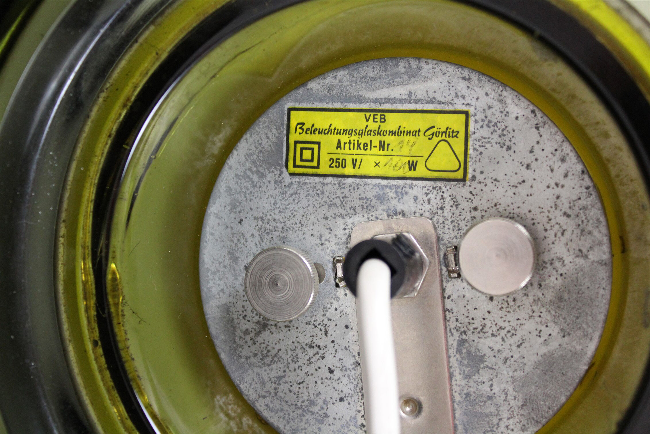 Glass mushroom table lamp from VEB Görlitz, 1970