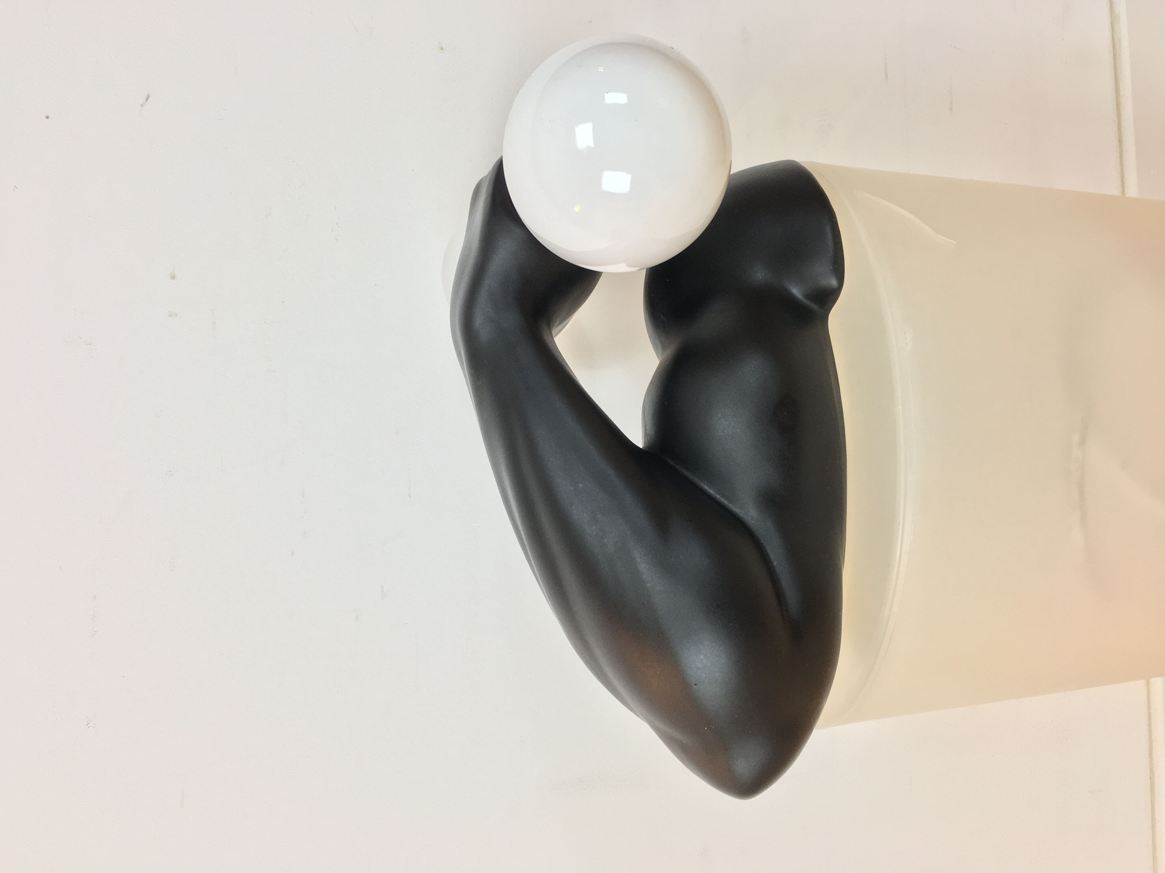"Haltère" sconce by J.C. Peiré 1980, black ceramic