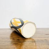 Vase Saint Clément Années 60-70 Design Géométrique Jaune Noir 24cm Vintage