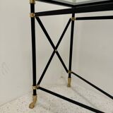 Console neo-classique laquée noir et laiton