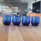 4 verres à eau bleu cobalt