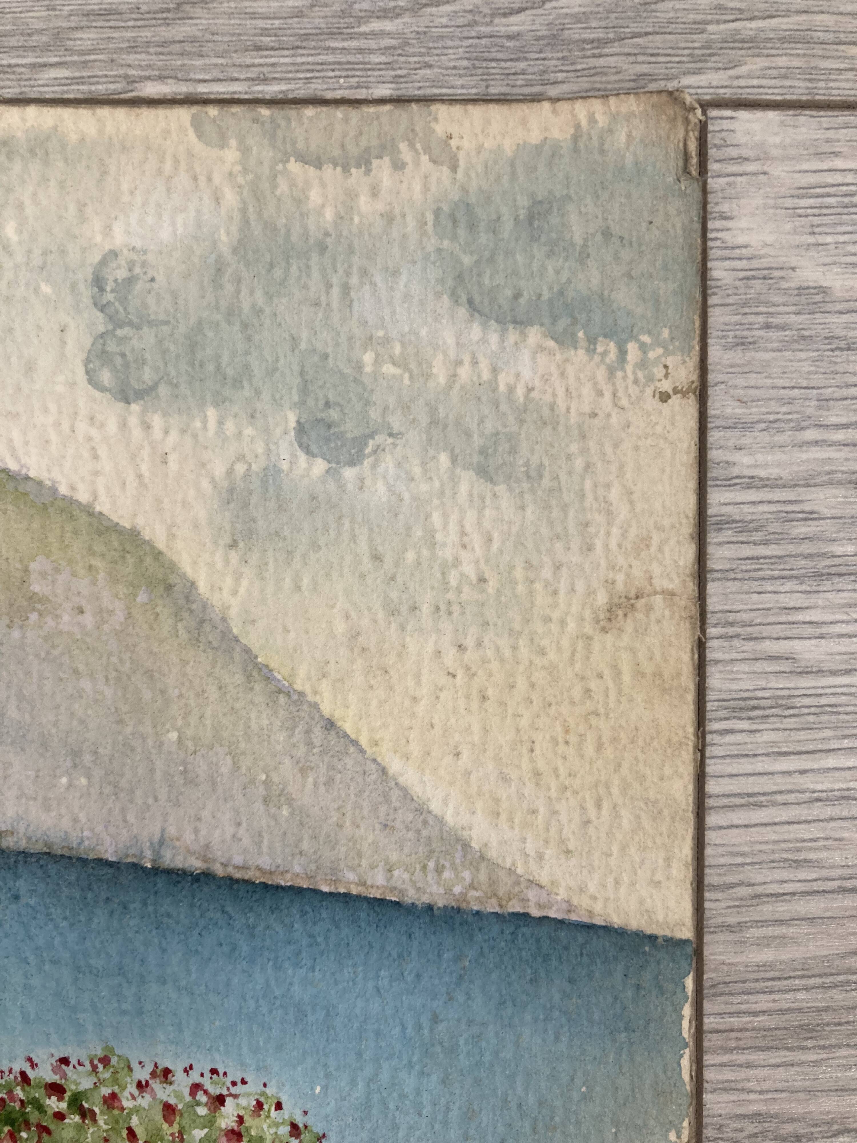 Watercolor seaside landscape recto/verso