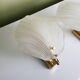 Pair of shell appliques in squeezed pressed glass and golden steel 1970
