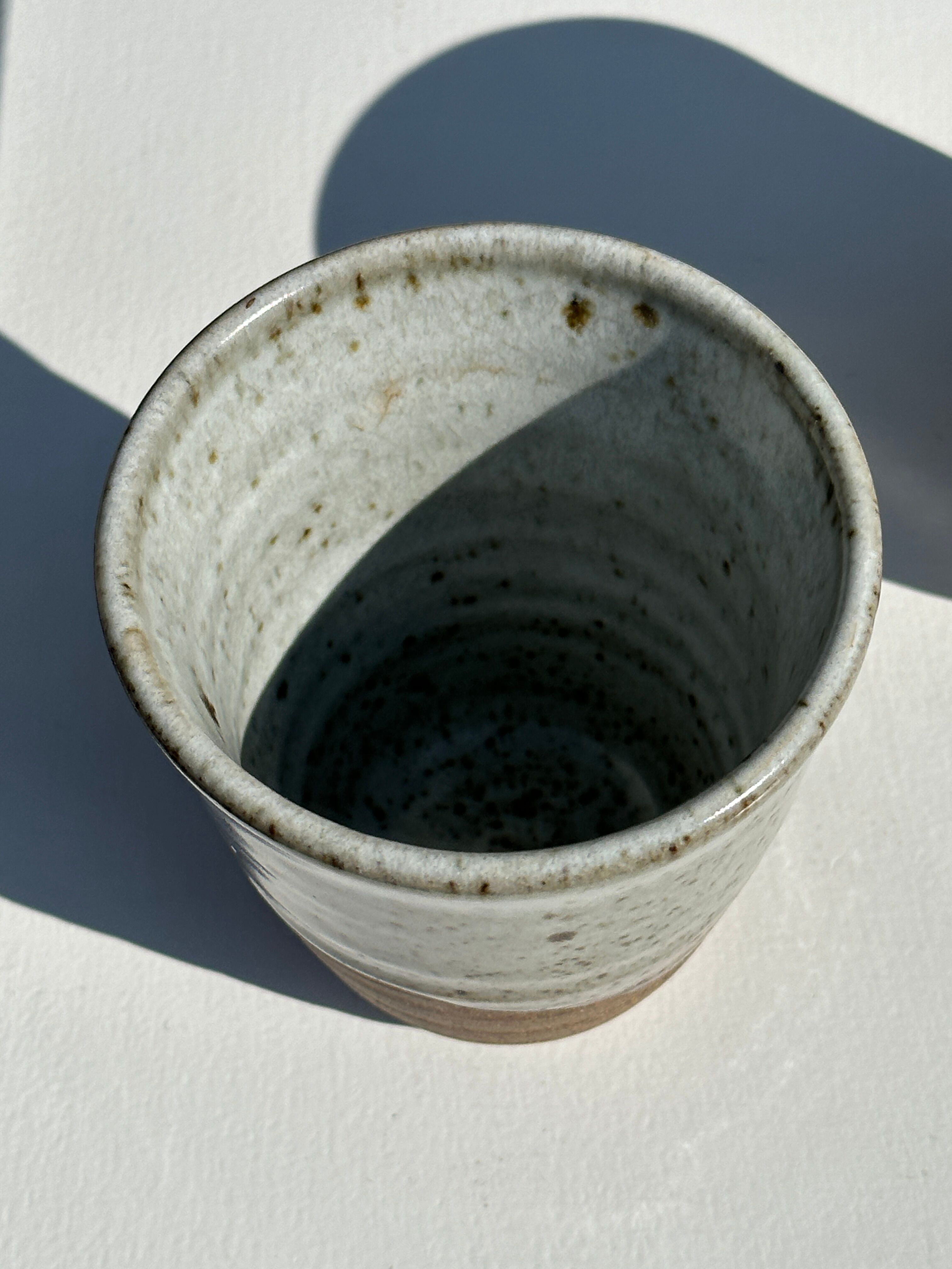 Set of 2 cups in Indonesian ceramic (brown & speckled glazed matte)