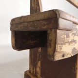 Pine bench with backrest, 2.5 metres long, 1950s.