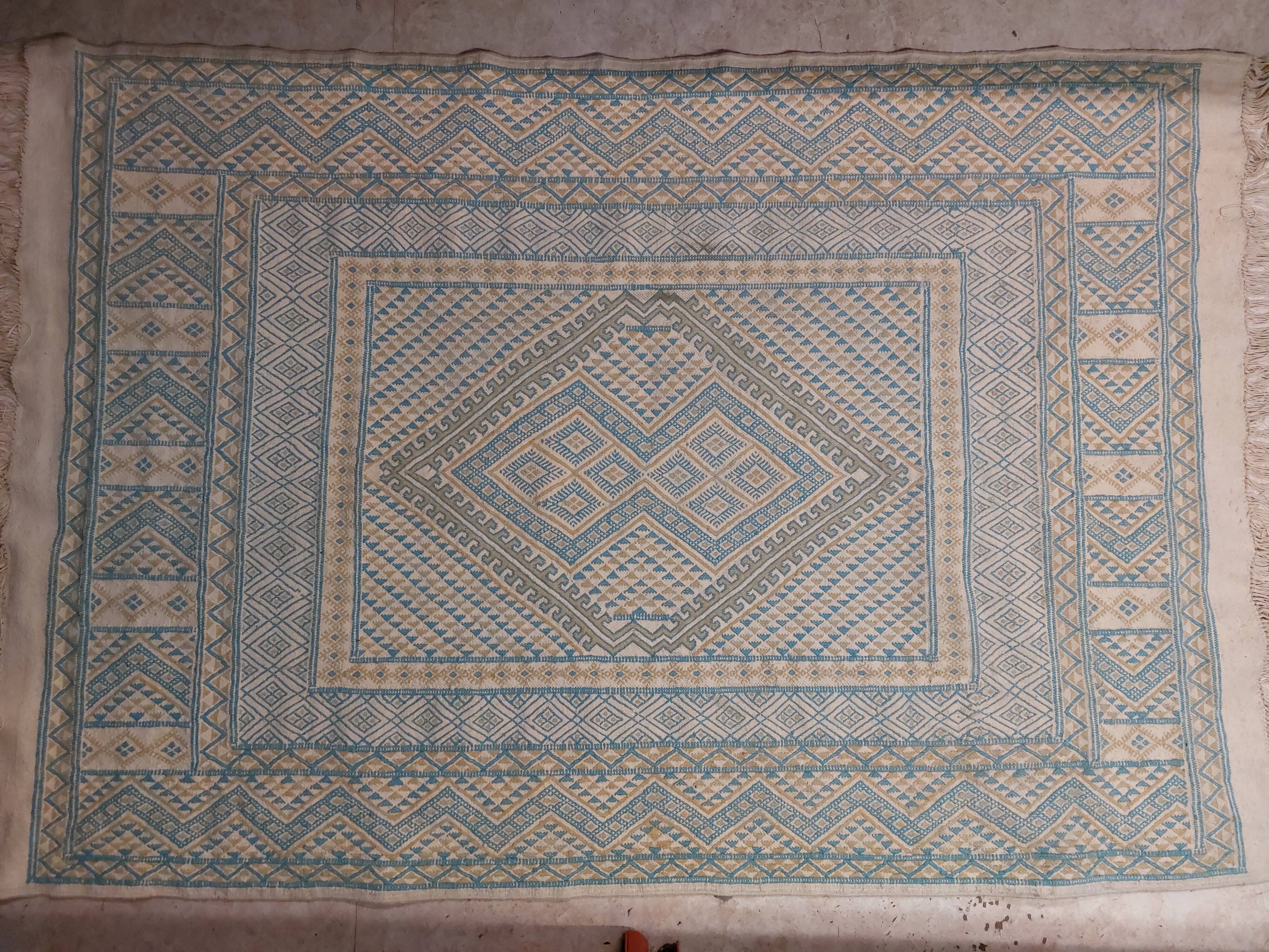 Tunisian Berber Rug - Margoum Rug - Handwoven Wool - 210x160 cm