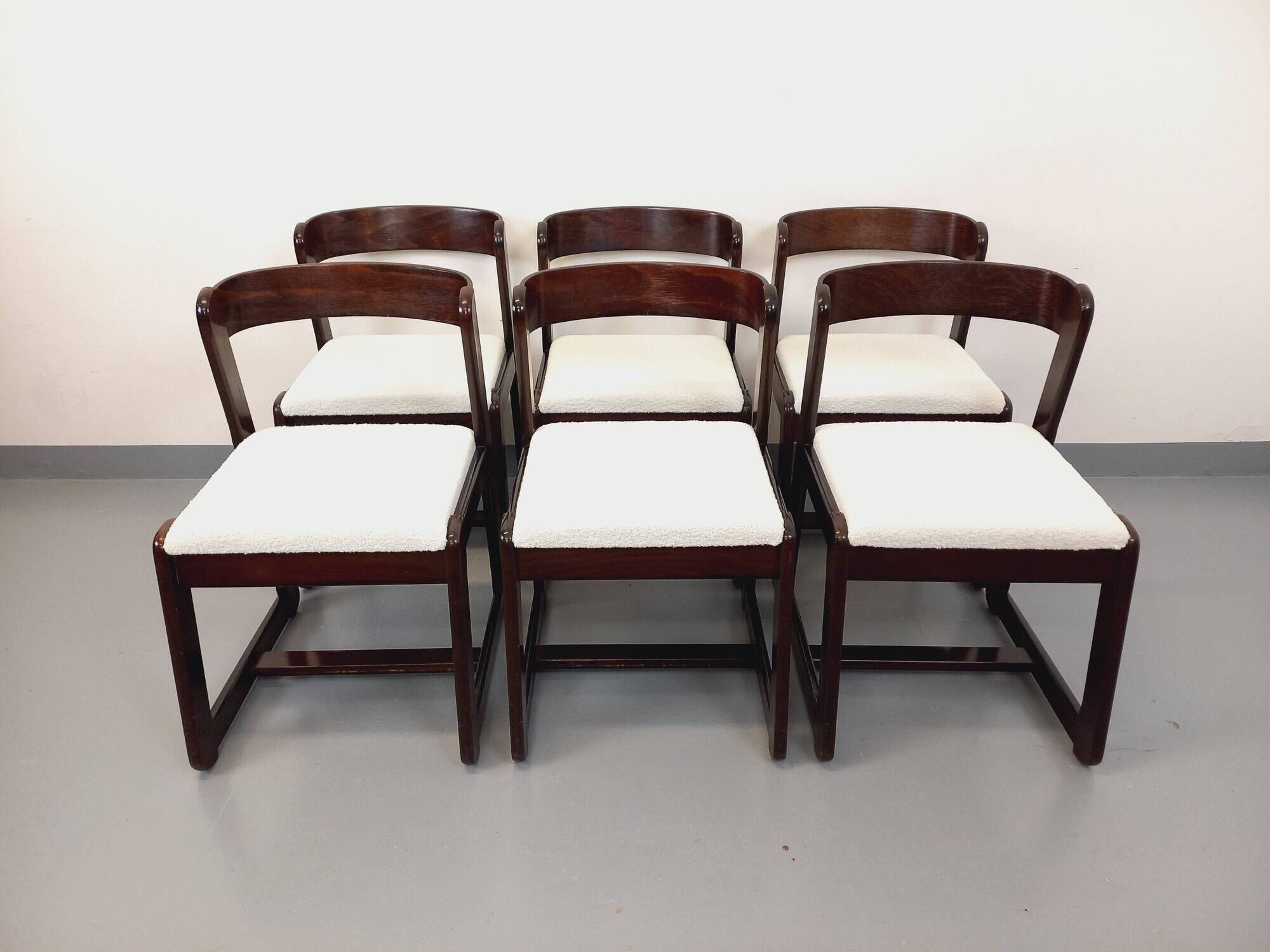 Set of 6 vintage Italian sleigh chairs by Mario Sabot