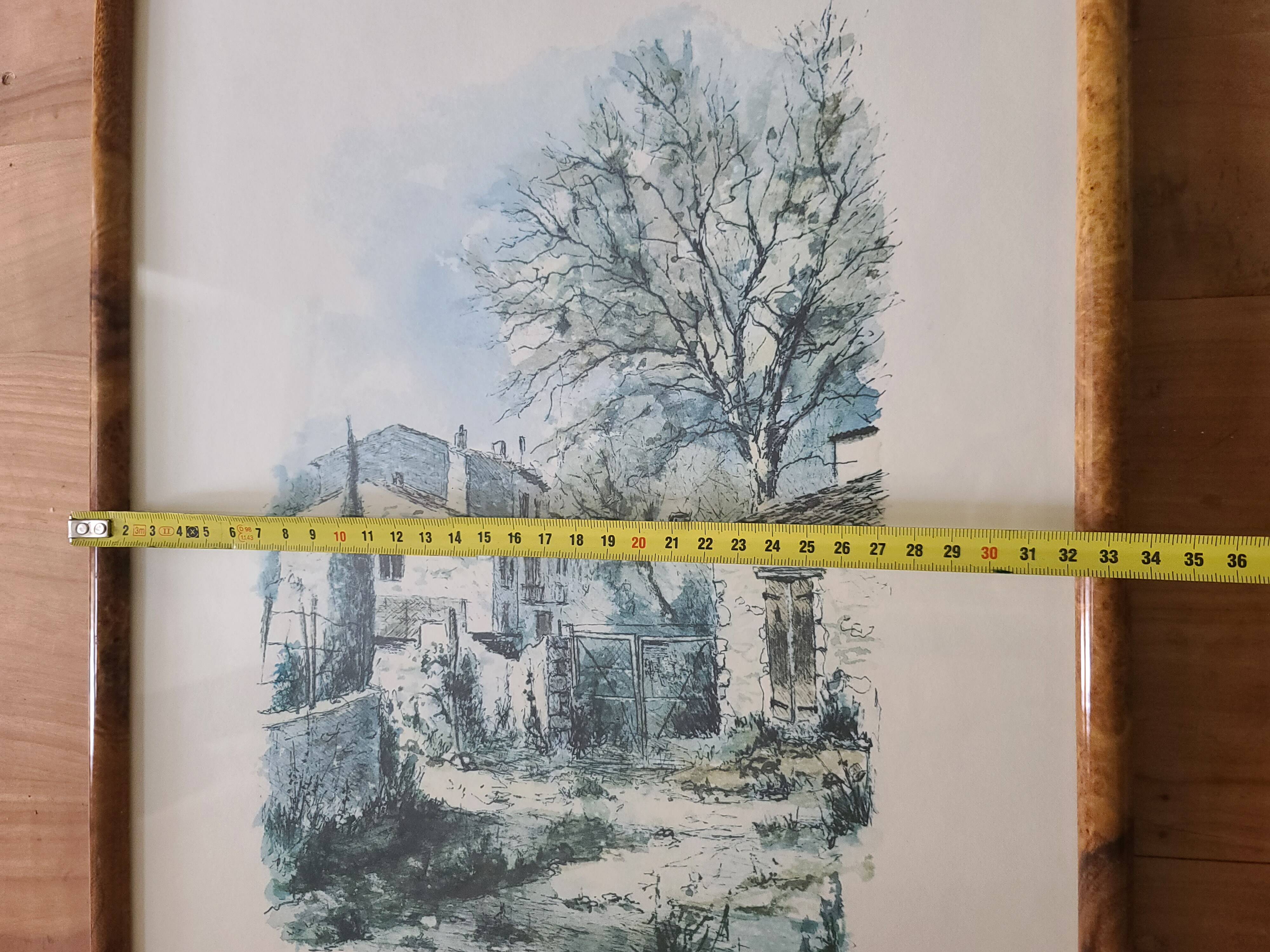 Magnificent Print (Lithograph/Watercolor) Provençal Village Scene
